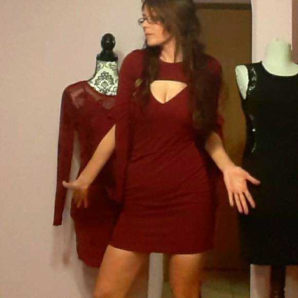 Banjul Burgundy cocktail dress - Picture 4 of 10